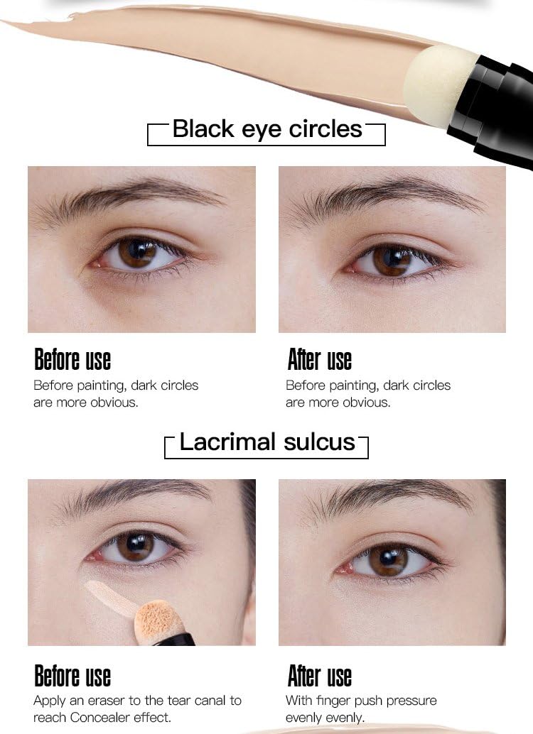 SKY-TOUCH Exquisite Concealer Pen – Full Coverage for Dark Circles, Eye Bags, Spots, Fine Lines, Pores & Lightweight Mousse Texture, Long-Lasting, Moisturizing & Breathable, No Caking or Fading(02) - 4