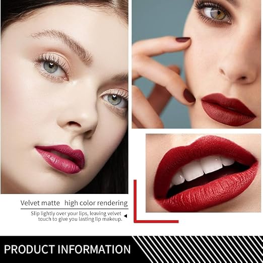 SKY-TOUCH Velvet Matte Lipstick Set – Long Lasting Waterproof Non-Stick Cup Lipsticks, Highly Pigmented & Easy to Apply, Smudge-Proof & Even Finish(#06) - 2