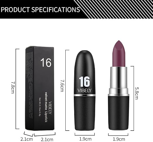 SKY-TOUCH Velvet Matte Lipstick Set – Long Lasting Waterproof Non-Stick Cup Lipsticks, Highly Pigmented & Easy to Apply, Smudge-Proof & Even Finish(#06) - 6