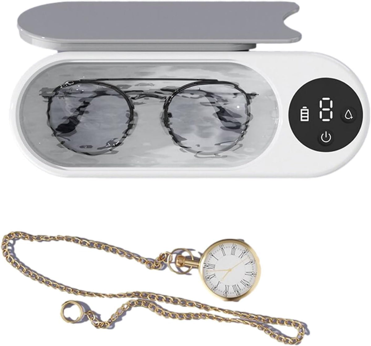 SKY-TOUCH Ultrasonic Jewelry Cleaner,Professional 500ml Jewelry Cleaner with 45000Hz Frequency, Basket, and 10 Digital Timer Settings for Rings, Glasses, Watches, and Dentures Cleaning - 3