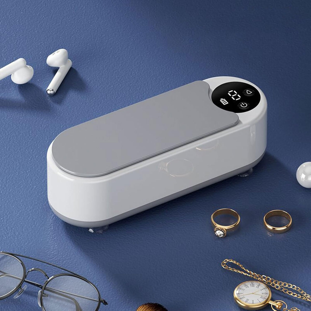 SKY-TOUCH Ultrasonic Jewelry Cleaner,Professional 500ml Jewelry Cleaner with 45000Hz Frequency, Basket, and 10 Digital Timer Settings for Rings, Glasses, Watches, and Dentures Cleaning - 5
