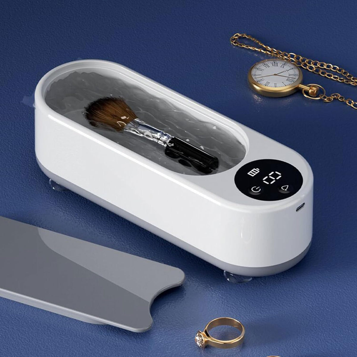 SKY-TOUCH Ultrasonic Jewelry Cleaner,Professional 500ml Jewelry Cleaner with 45000Hz Frequency, Basket, and 10 Digital Timer Settings for Rings, Glasses, Watches, and Dentures Cleaning - 8