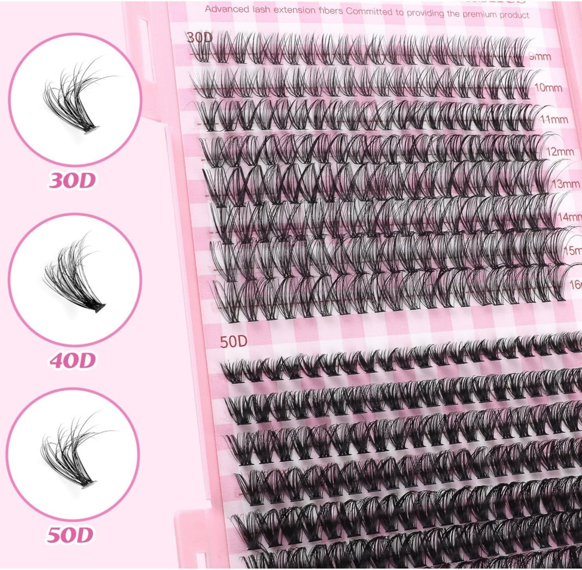 SKY-TOUCH Lash Cluster Kit, 640 Clusters, 9–16 mm, 60D/80D/100D/120D DIY Eyelash Extensions with Bond & Seal, Remover, Tweezer Comb Tool and Dual-Ended Brush - 3