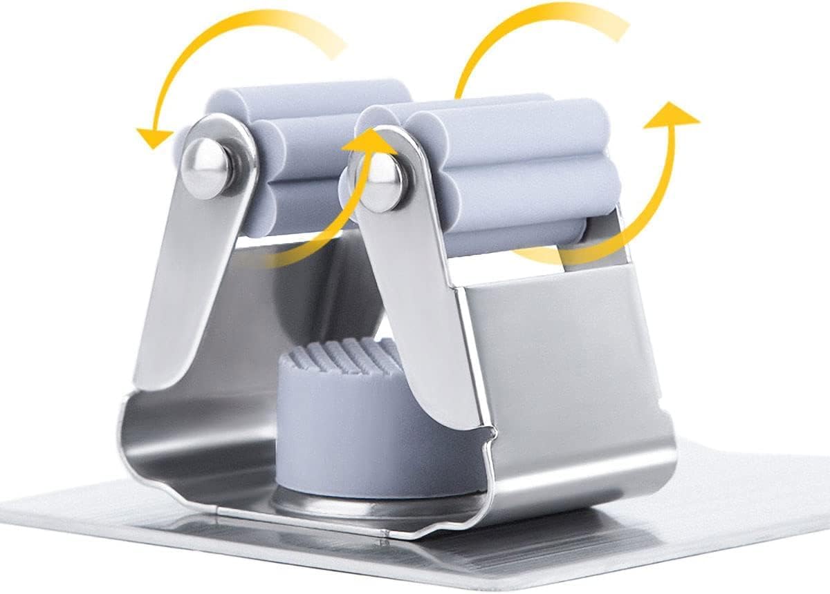 SKY-TOUCH 8 Pack Mop And Broom Holder,Self Adhesive No Drilling for Home, Kitchen, Garage Storage - Stainless Steel,Waterproof - Allow the glue to cure for 48 hours before use,Stronger adhesion - 6