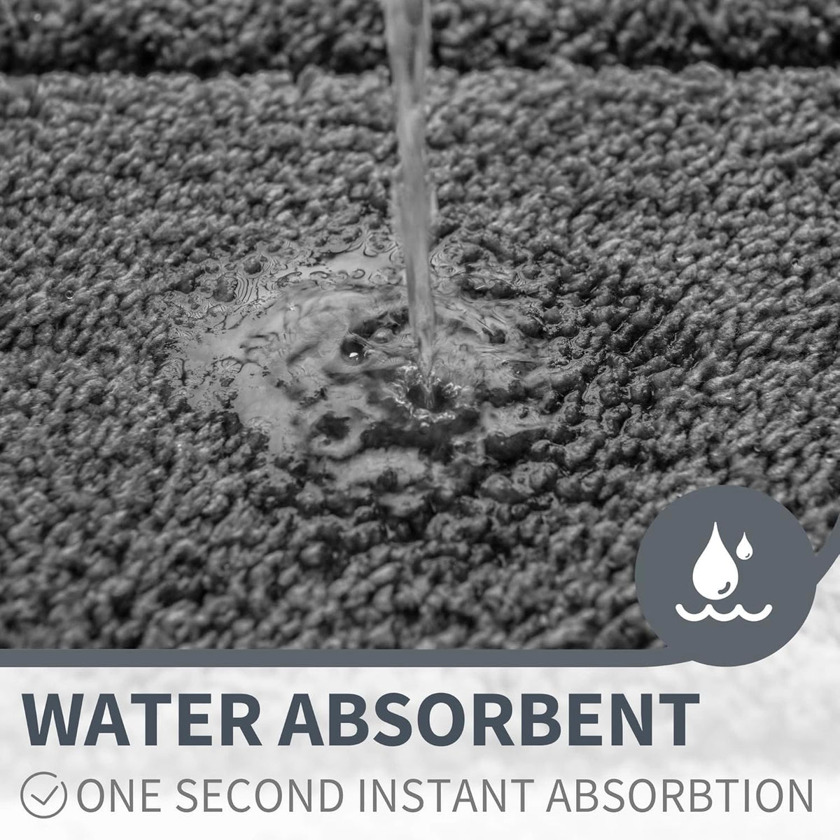 SKY-TOUCH Bathroom Rugs 50 * 80cm, Non-Slip Doormats Extra Soft and Absorbent Microfiber Bath Mat for Home Floor, Tub and Shower (Dark Grey) - 3