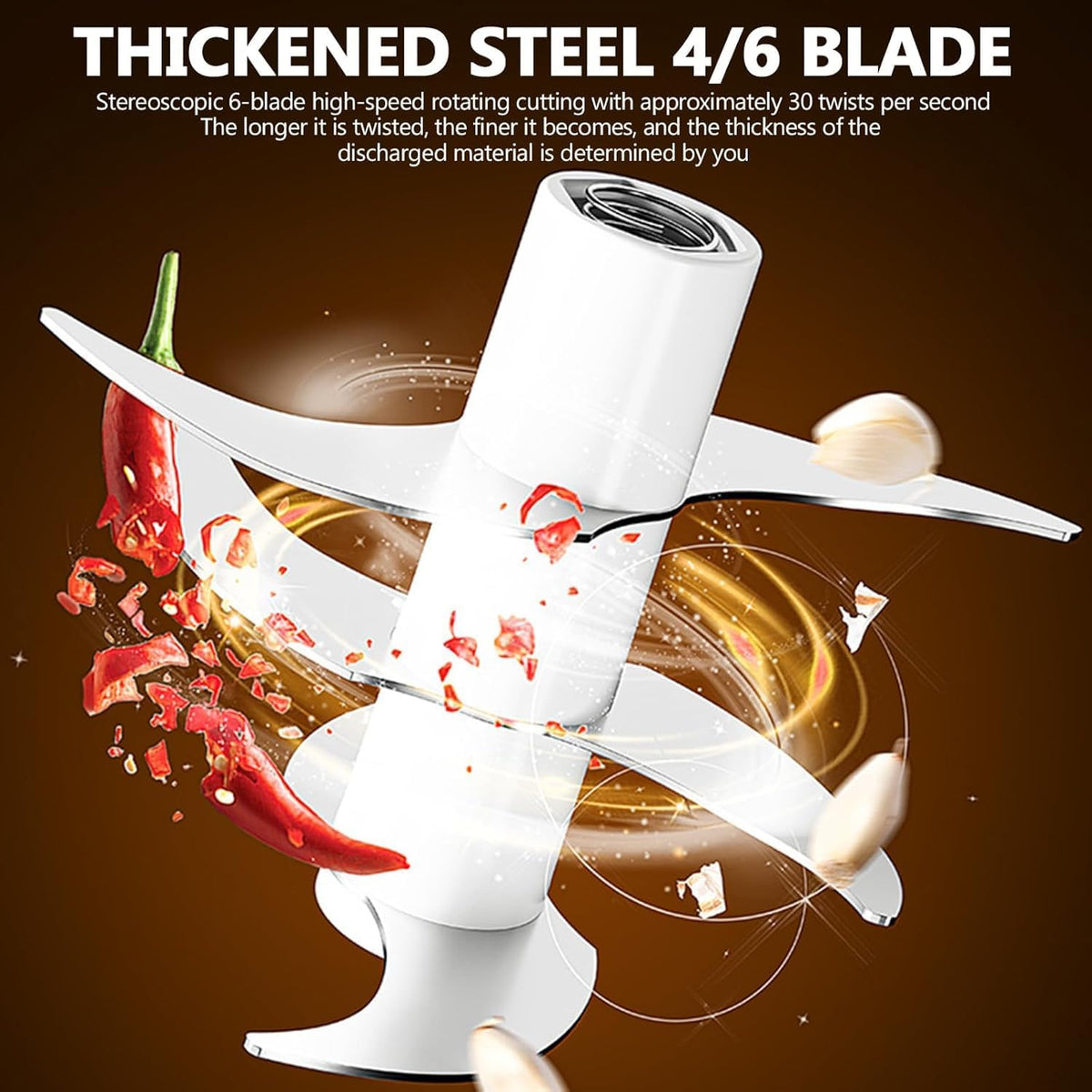 SKY-TOUCH Multi Chopper & Mincer,500W Food Grinder Chopper,2 Speed,6 Detachable SS Blades,for Chopping, Ice Crushing, Meat Mincing, Grinding, Pureeing,Anti Slip Ring,3L Working Capacity - 7