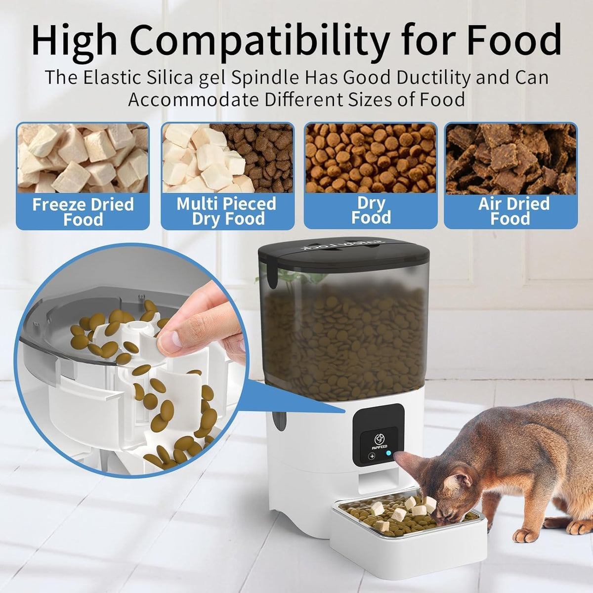 SKY-TOUCH Smart Automatic Pet Feeders with APP WiFi Pet Food Dispenser for Cat & Small Dog, Remote Feeding, Detachable for Easy Clean, Automatic Cat Food Dispenser, 1-30 Meals Per Day (6L/25Cup) - 7