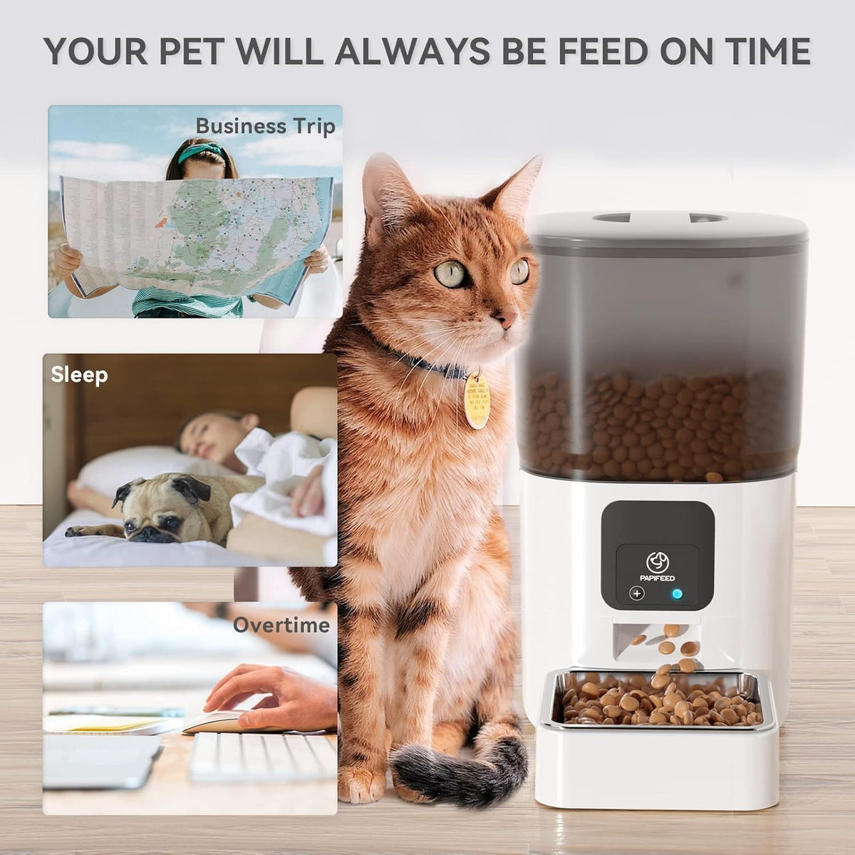 SKY-TOUCH Smart Automatic Pet Feeders with APP WiFi Pet Food Dispenser for Cat & Small Dog, Remote Feeding, Detachable for Easy Clean, Automatic Cat Food Dispenser, 1-30 Meals Per Day (6L/25Cup) - 9