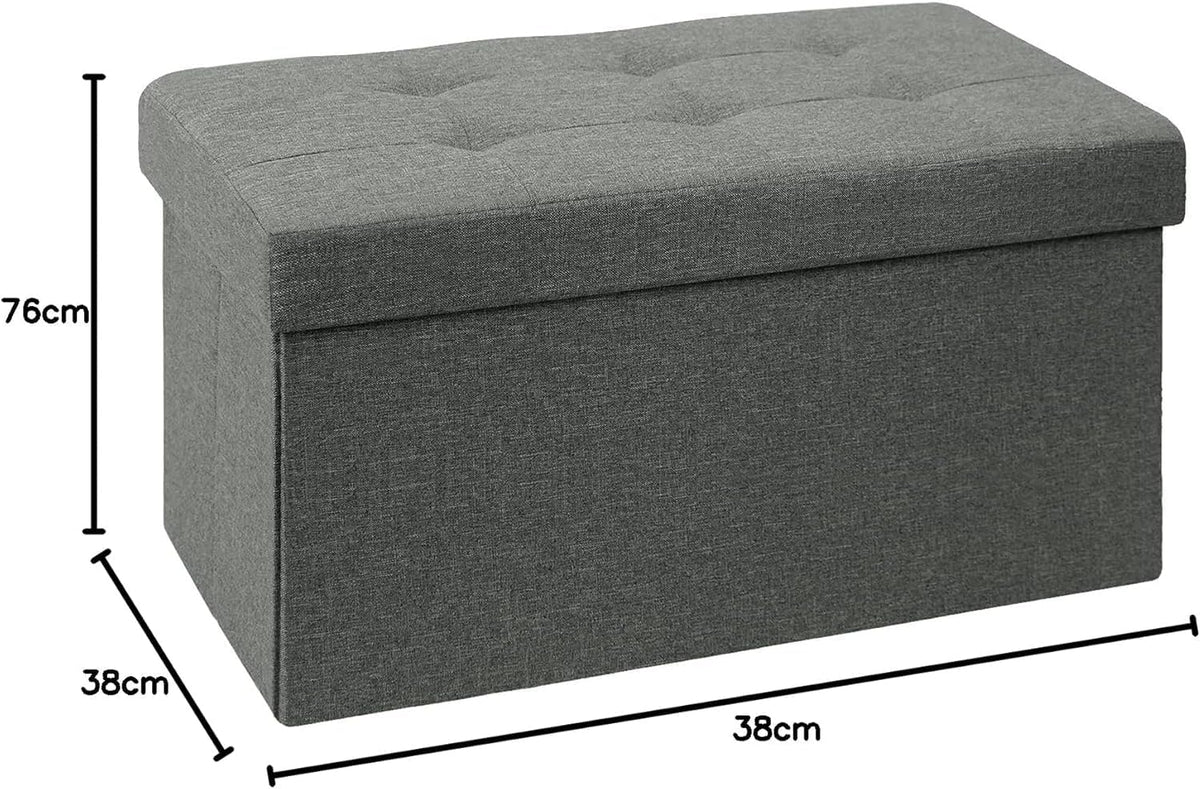 SKY-TOUCH Ottoman Seat Storage Stool, Folding Storage Ottoman Cube, Space-Saving Cube Footrest Seat for Bedroom, Hallway, Living Room,Light Grey,76 * 38 * 38cm(Capacity 150KG) 1 pack - 3