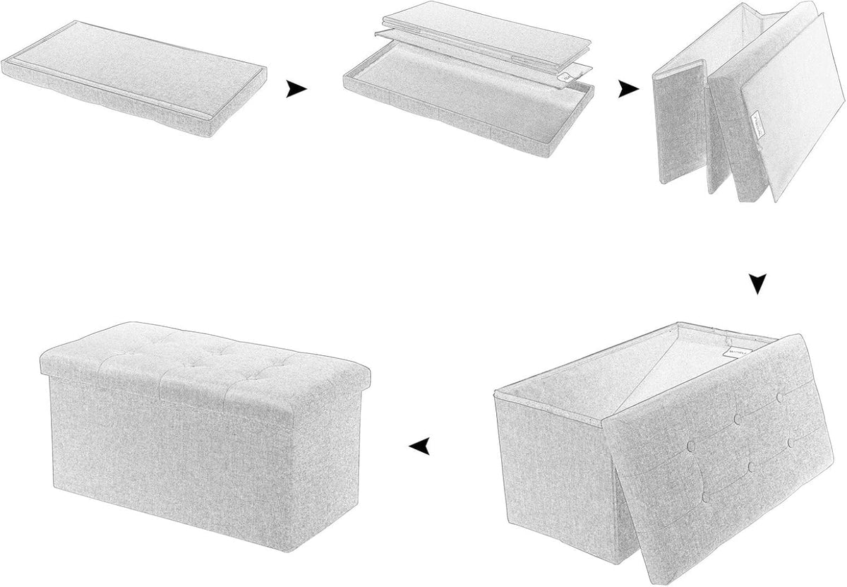 SKY-TOUCH Ottoman Seat Storage Stool, Folding Storage Ottoman Cube, Space-Saving Cube Footrest Seat for Bedroom, Hallway, Living Room,Light Grey,76 * 38 * 38cm(Capacity 150KG) 1 pack - 5