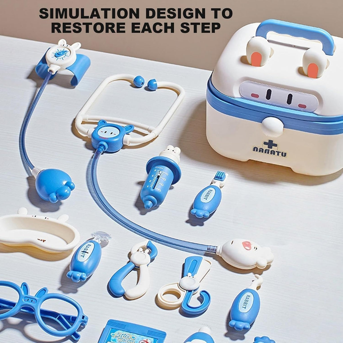 SKY-TOUCH Doctor Kit for Toddlers 36 Months Plus, Simulation Medical Suitcase Toy Set, Simulation Suitcase Toy with Realistic Tools, Children Role Play Doctor, Multifunctional Medical Tool - 5