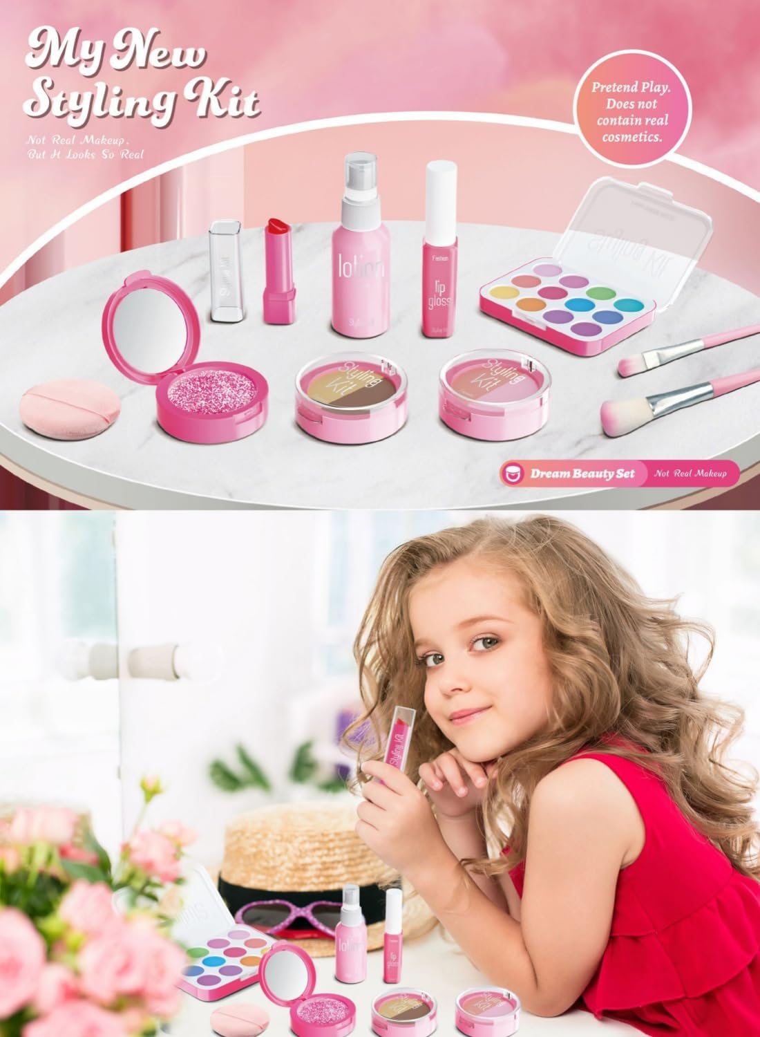 SKY-TOUCH Kids Makeup Kit for Girls 10pcs, Safe & Non-Toxic Pretend Beauty Toy for Girls 3-12 Year Old - 3