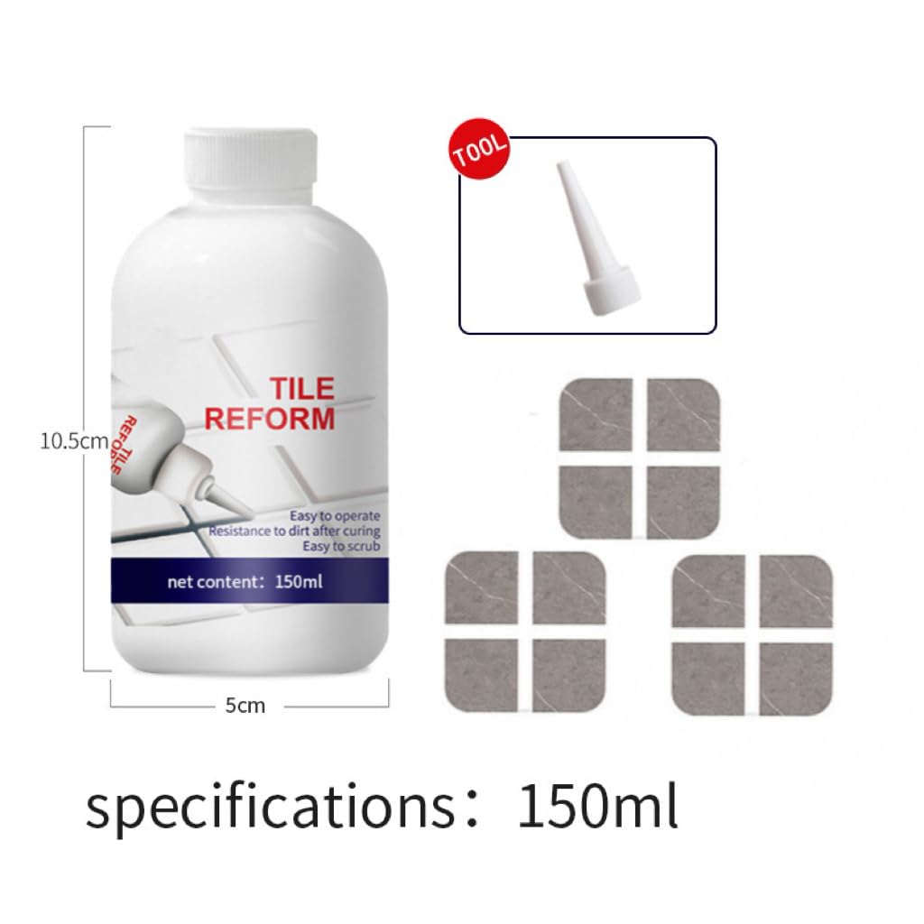 SKY-TOUCH Tile Grout Sealant,150ml White Tile Gap Repair Filler for Bathroom&Kitchen, Waterproof Anti-Mold Tile Gap Filler, Wall & Floor Crack Repair Adhesive for Home Use-with Seam Ball & Scraper - 2