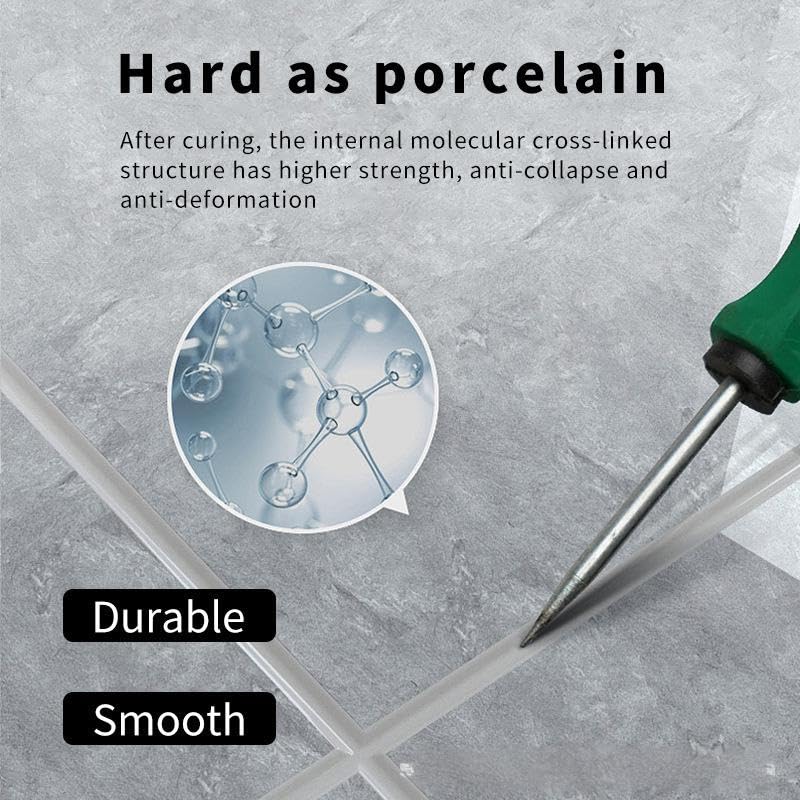 SKY-TOUCH Tile Grout Sealant,150ml White Tile Gap Repair Filler for Bathroom&Kitchen, Waterproof Anti-Mold Tile Gap Filler, Wall & Floor Crack Repair Adhesive for Home Use-with Seam Ball & Scraper - 7