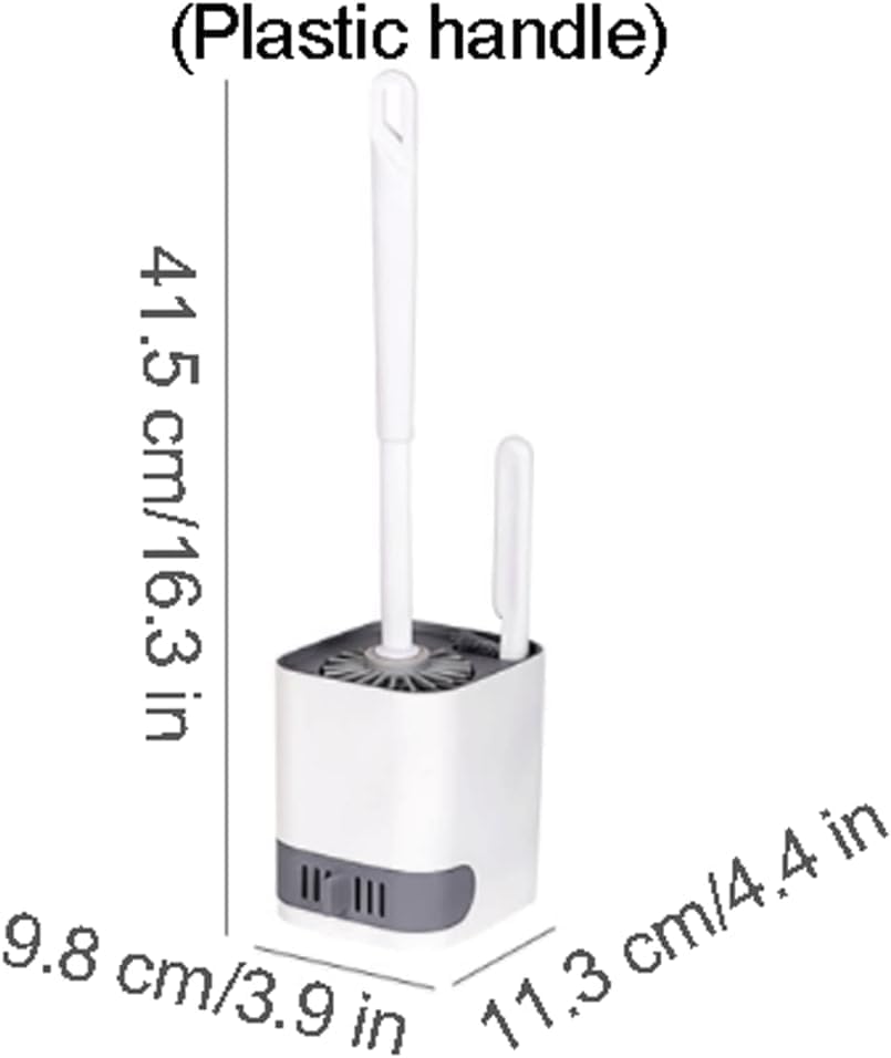 SKY-TOUCH Toilet Brush and Holder, Wall-Mounted and Floor-Standing Dual Purpose Bowl Cleaning Brush with Extra Long Handle Ventilated, Nylon Bristles, Easy Keep Clean - 3