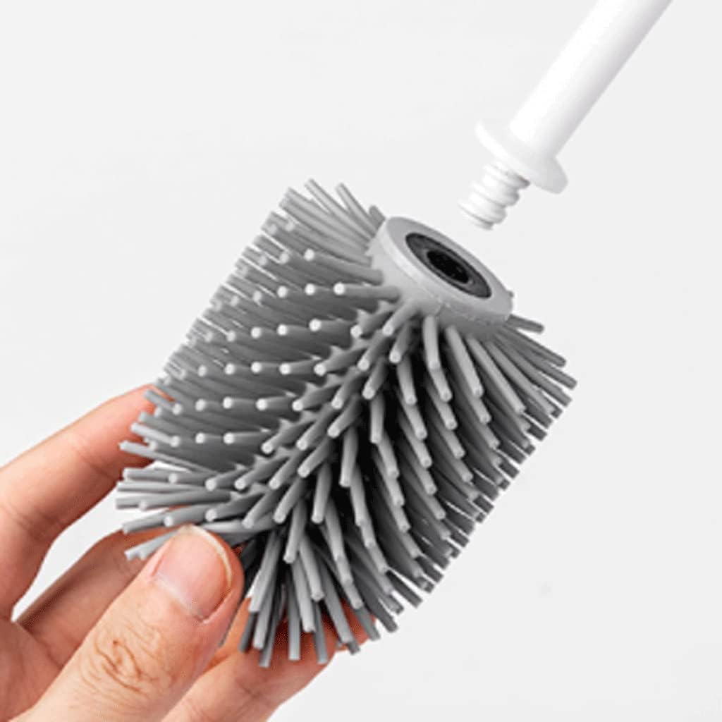 SKY-TOUCH Toilet Brush and Holder, Wall-Mounted and Floor-Standing Dual Purpose Bowl Cleaning Brush with Extra Long Handle Ventilated, Nylon Bristles, Easy Keep Clean - 6