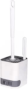 SKY-TOUCH Toilet Brush and Holder, Wall-Mounted and Floor-Standing Dual Purpose Bowl Cleaning Brush with Extra Long Handle Ventilated, Nylon Bristles, Easy Keep Clean