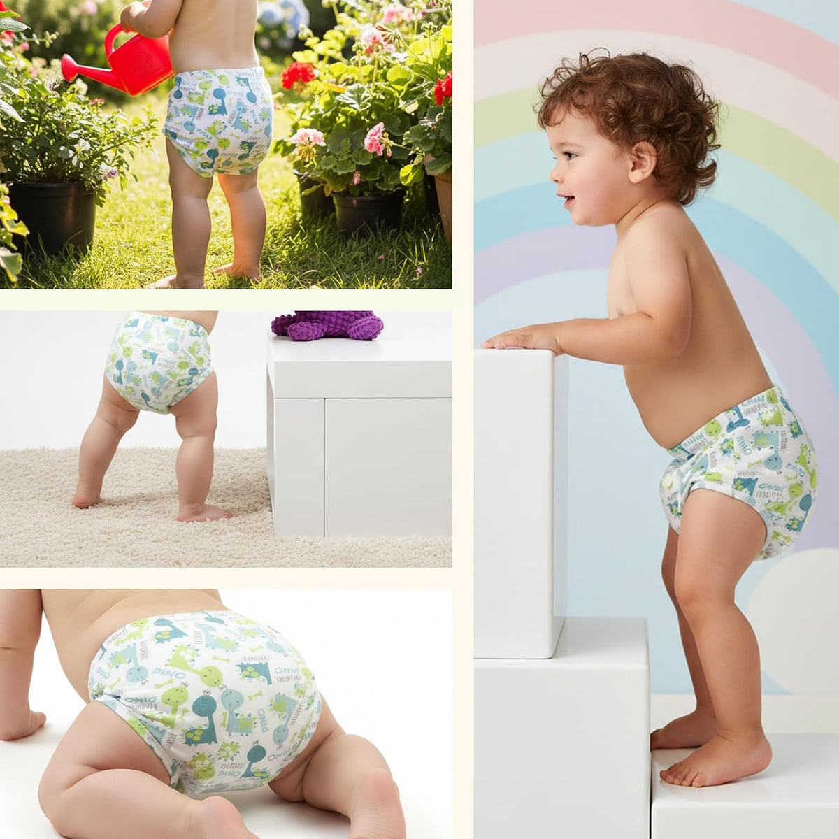 SKY-TOUCH 5PCS Baby Potty Training Pants Cotton, Soft Breathable Potty Training Underwear for 1-3 Years, Highly Absorbent Reusable Diapers for Baby Boys & Girls (L, Boy 13-20kg) - 7