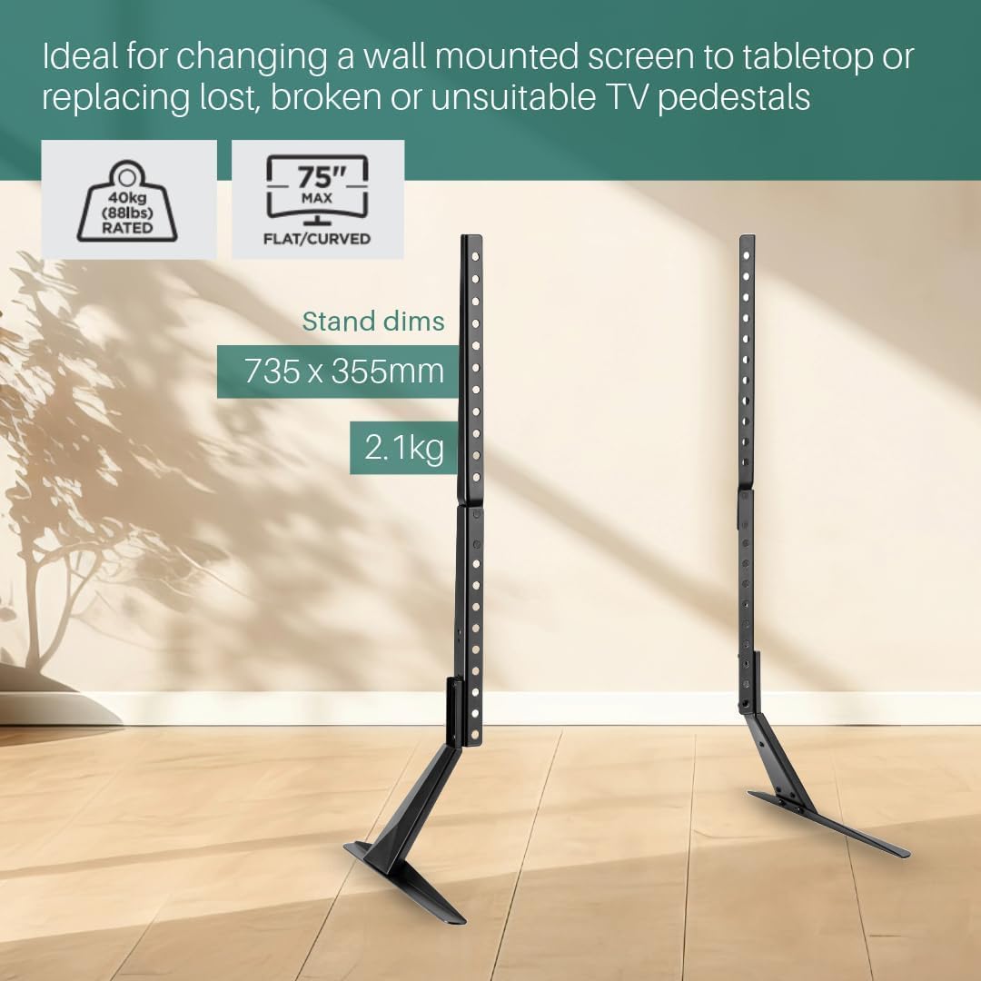 SKY-TOUCH Universal Table Top TV Stand for 32 to 75 inch LCD LED Flat Screen, Height Adjustable TV Legs, Max VESA 800x500mm,Holds up to 35KG, for LCD LED Flat/Curved Screen TVs - 5