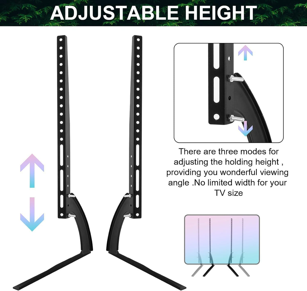 SKY-TOUCH Universal Table Top TV Stand for 32 to 75 inch LCD LED Flat Screen, Height Adjustable TV Legs, Max VESA 800x500mm,Holds up to 35KG, for LCD LED Flat/Curved Screen TVs - 6
