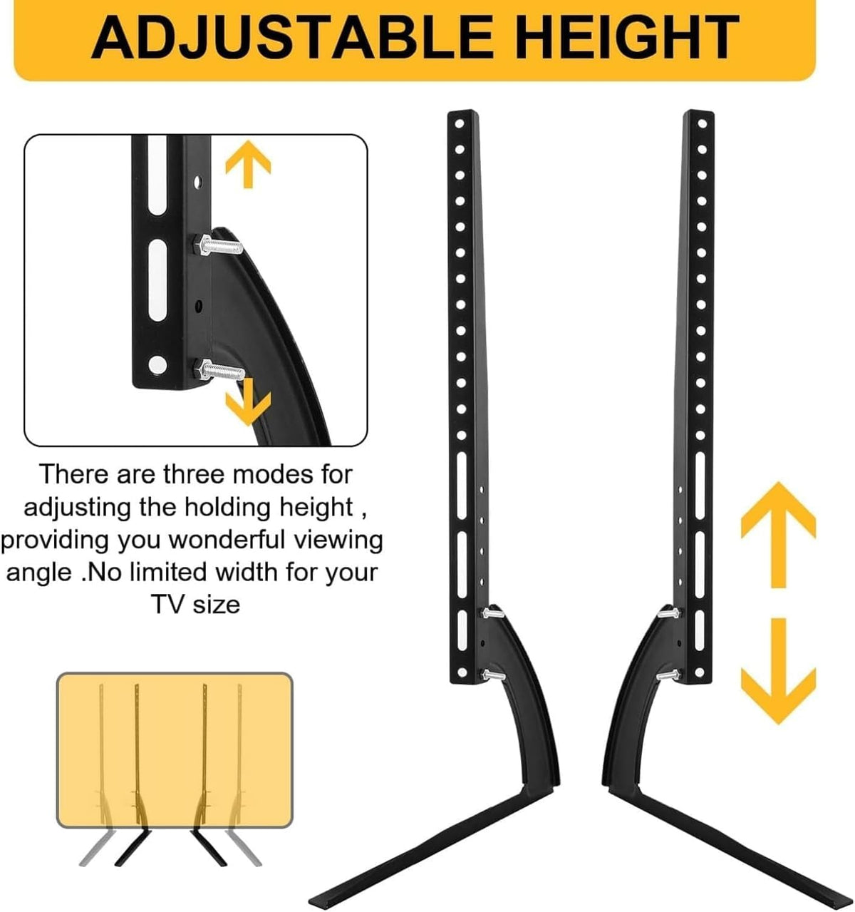 SKY-TOUCH Universal Table Top TV Stand for 32 to 75 inch LCD LED Flat Screen, Height Adjustable TV Legs, Max VESA 800x500mm,Holds up to 35KG, for LCD LED Flat/Curved Screen TVs - 7