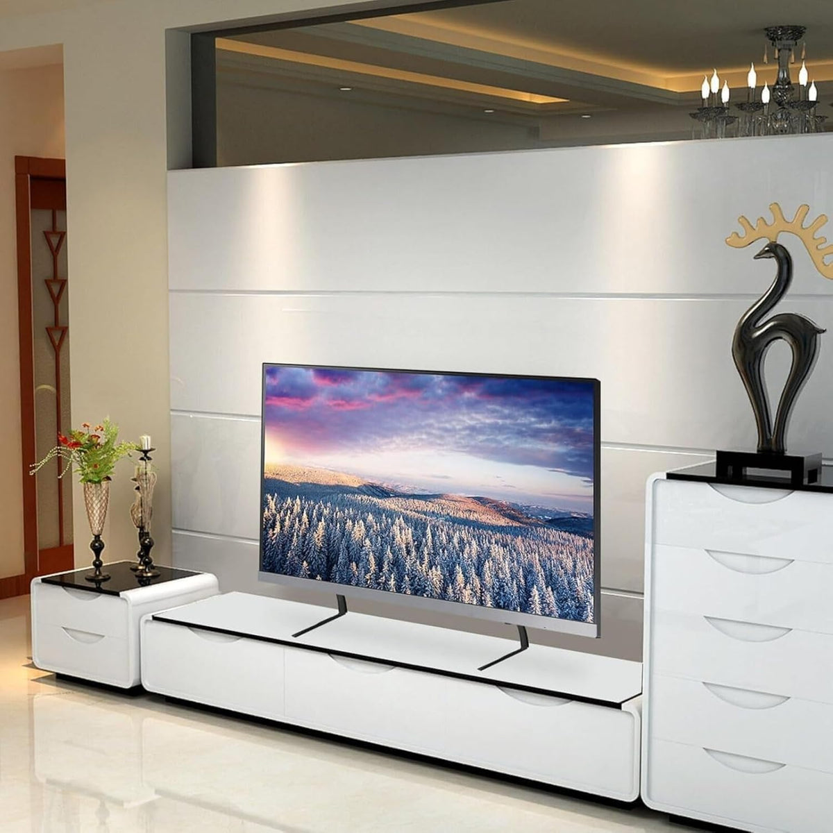 SKY-TOUCH Universal Table Top TV Stand for 32 to 75 inch LCD LED Flat Screen, Height Adjustable TV Legs, Max VESA 800x500mm,Holds up to 35KG, for LCD LED Flat/Curved Screen TVs - 8