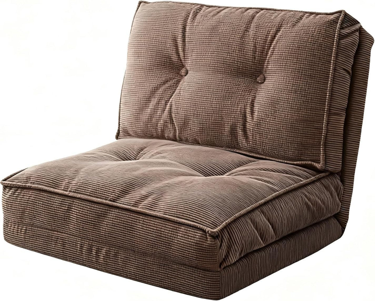 SKY-TOUCH 3 in 1 Folding Floor Sofa Bed with Velvet Look, Padded Sofa Bed up to 240 kg Load Capacity for Bedroom, Living Room, Coffee Brown, 55x89x12CM - 5