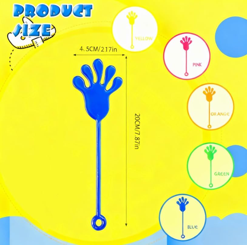 SKY-TOUCH 80 Pcs Sticky Hand Toys, Assorted Colors, Stretchy Sticky Hands for Kids Party Favors, Classroom Prizes, Ideal Birthday Gifts & Party Supplies - 2