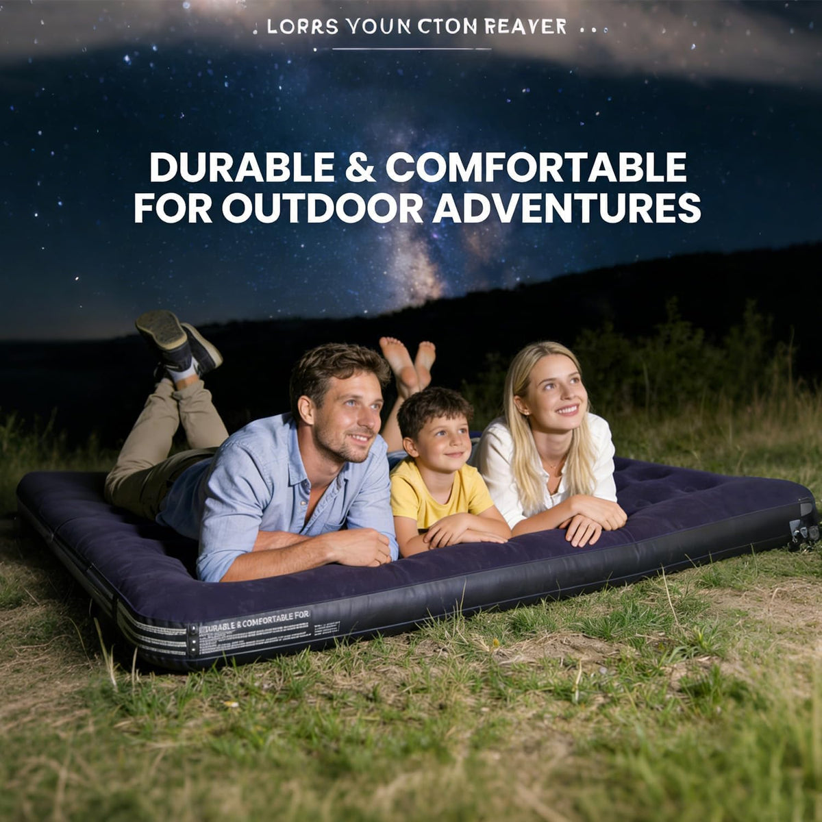 SKY-TOUCH Lightweight Inflatable Air Mattress,203x152x22cm Portable Camping Air Bed Comfort Dual-Surface Airbed, Portable Air Bed for Camping, Home & Travel, Flocked Airbed, Blue - 4