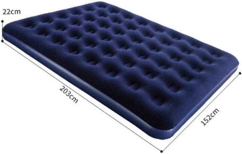 SKY-TOUCH Lightweight Inflatable Air Mattress,203x152x22cm Portable Camping Air Bed Comfort Dual-Surface Airbed, Portable Air Bed for Camping, Home & Travel, Flocked Airbed, Blue - 6