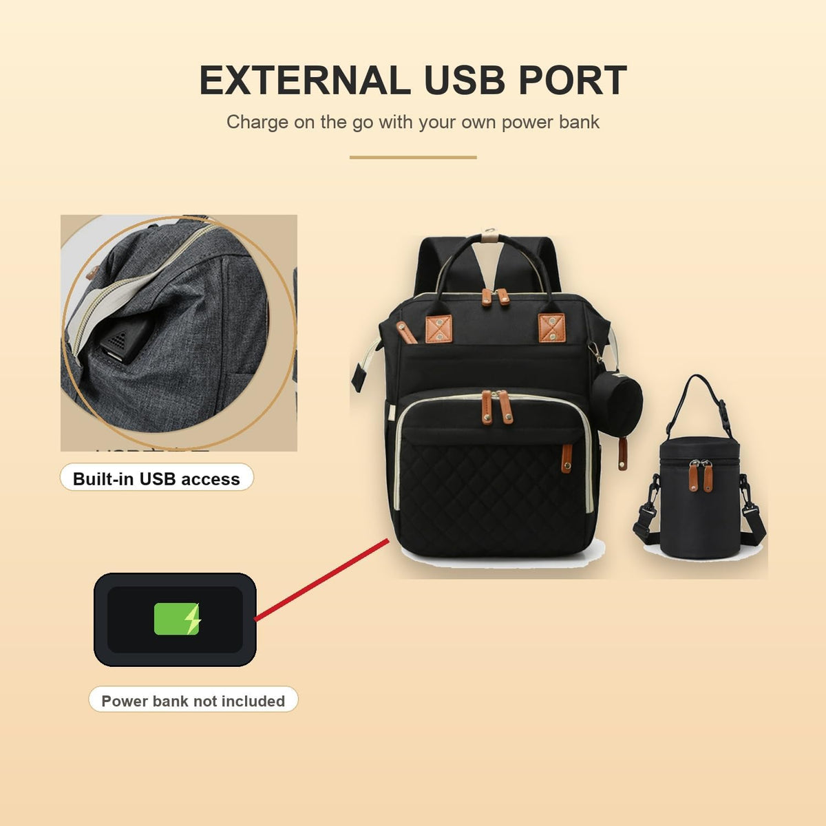 SKY-TOUCH Diaper Mummy Bag, Nappy Backpack Mummy Bag, new born Large Multifunction Travel Backpack changing bag for Mom and Dad, 25x40x16cm, Black - 2