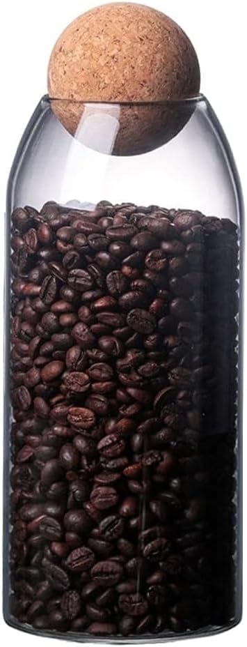 SKY-TOUCH 3-Pack 1200ML Glass Storage Jars with Ball Cork Lid – Airtight Sealed Canister for Food, Spices, Coffee, Tea, and More – Decorative Glass Organizer with Wooden Lid - 4