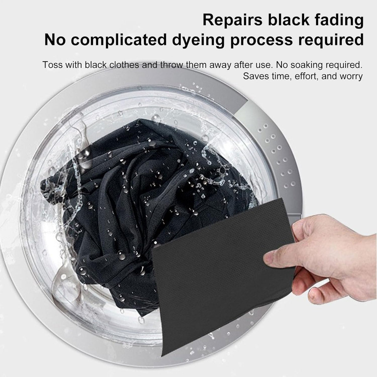 SKY-TOUCH 10PCS Black Fabric Dye Sheets, Clothes Color Restorer & Fade Preventer, Long-Lasting Color Fixing for Cotton, Silk, & More, Anti-Fade Protection for Black Clothes in All Wash Conditions - 8