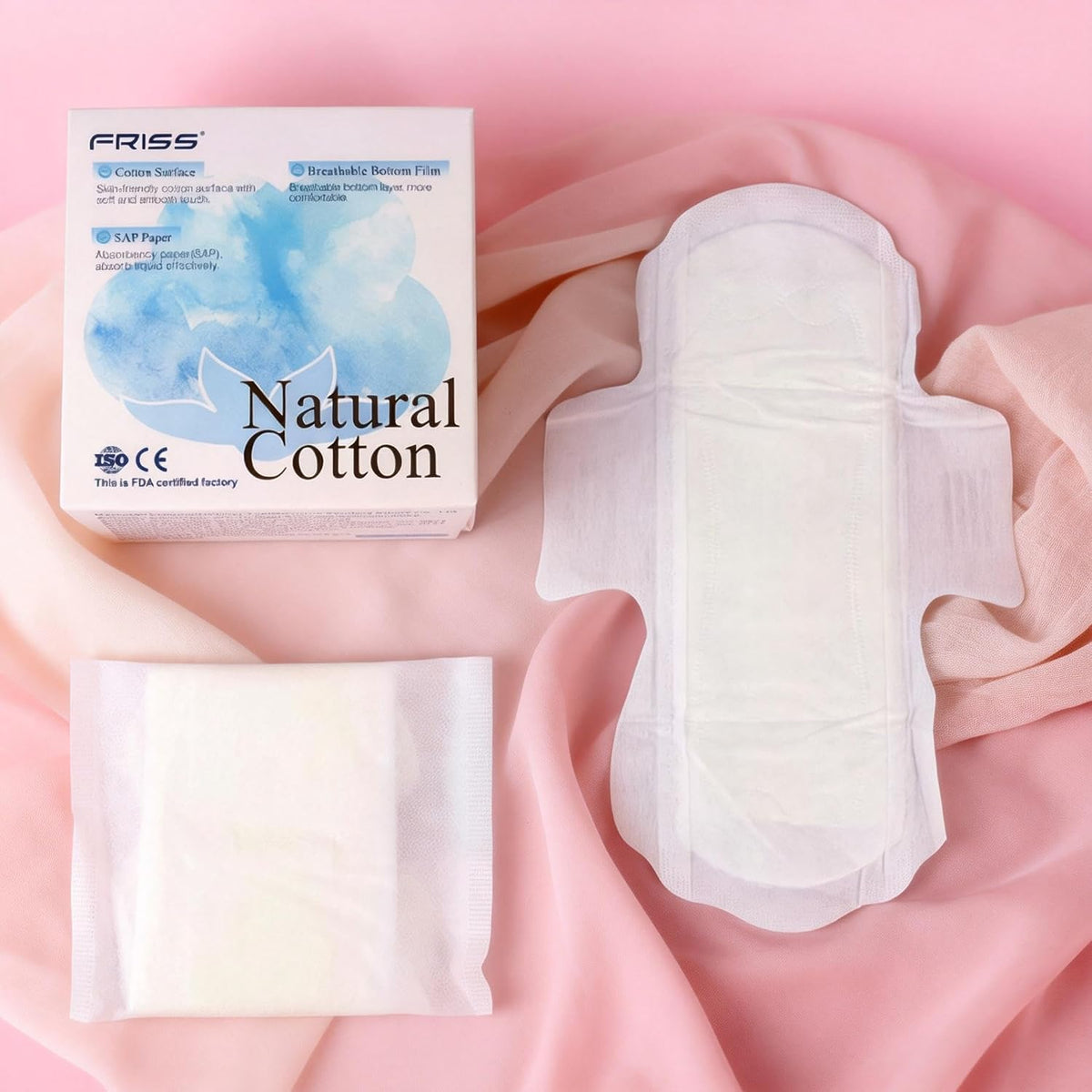 SKY-TOUCH 2 Pack Sanitary Pads for Women 245mm, Regular Flow, Cotton Unscented, Ultra Thin Pads with Wings, Fast Absorption, Gentle on the skin, 8 pads/pack - 2