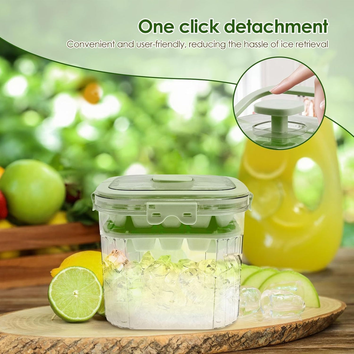 SKY-TOUCH 5L Portable Ice Bucket for Freezer with 56 Grids Mold Tray & Scoop, Large Capacity Clear Refrigerator Ice Cube Storage Bin for Outdoor Camping and BBQ Party (Green) - 5