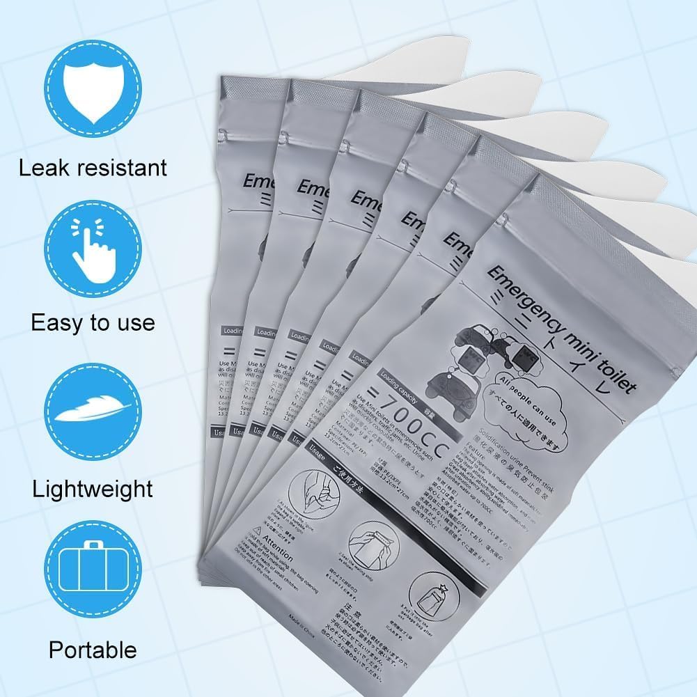 SKY-TOUCH 20 Pack Disposable Urinal Bags 700ML, Portable Travel Pee Bags for Car Emergency, Camping & Traffic Jam, Leak Proof Urine Bags for Men & Women, Grey - 2