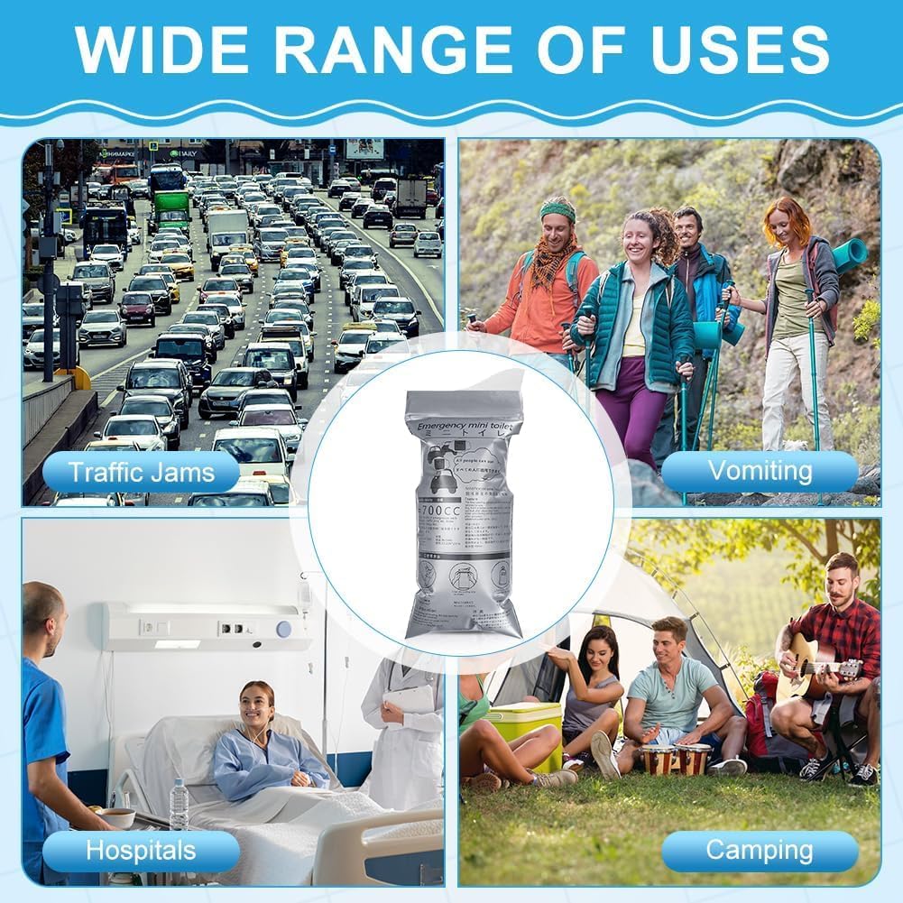 SKY-TOUCH 20 Pack Disposable Urinal Bags 700ML, Portable Travel Pee Bags for Car Emergency, Camping & Traffic Jam, Leak Proof Urine Bags for Men & Women, Grey - 6