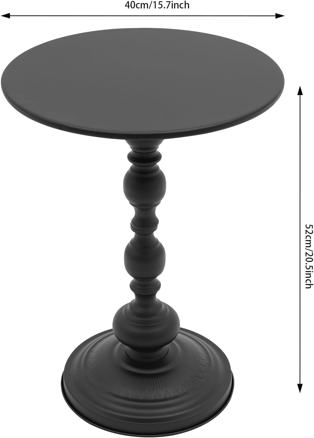 SKY-TOUCH Round Metal Side Table/Coffee Table – Vintage Matte Black Round Side Table or Nightstand – Compact Decorative Accent Table, Suitable for Living Room Corners and Bedrooms - 3