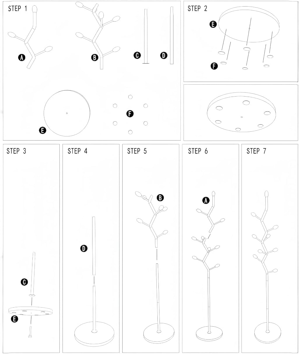SKY-TOUCH Metal Coat Rack Stand, Freestanding Modern Coat Tree with Sturdy Marble-Look Base, Multi-Hook Hall Tree Organizer for Entryway, Hallway, Bedroom, Living Room, White, 27x27x170cm - 6