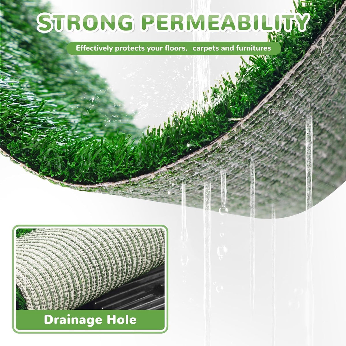 SKY-TOUCH Dog Potty Tray with Artificial Grass Pad, 3-Layer Washable Puppy Pee Training Toilet with Drawer, Indoor Pet Urine Mat for Small Medium Dogs, 51 x 64 x 6 cm - 4