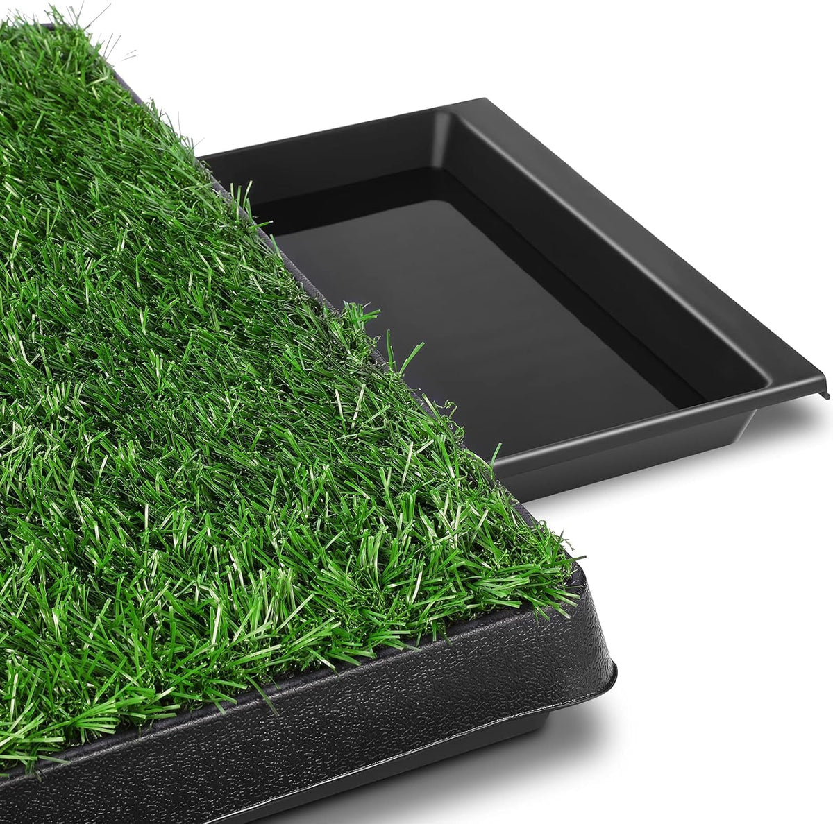 SKY-TOUCH Dog Potty Tray with Artificial Grass Pad, 3-Layer Washable Puppy Pee Training Toilet with Drawer, Indoor Pet Urine Mat for Small Medium Dogs, 51 x 64 x 6 cm - 7