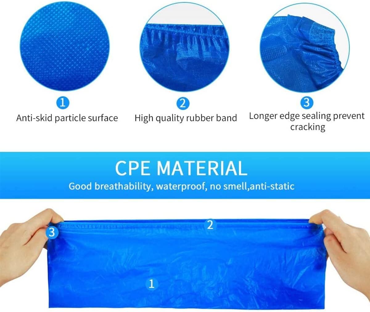 SKY-TOUCH 200 Pack/100 Pair Disposable Shoes Covers Boot Cover Waterproof, Dust-proof, Non-slip Recyclable Shoe Booties, One Size Fit Most, Protect Your Shoes, Carpets and Floors, Blue - 3