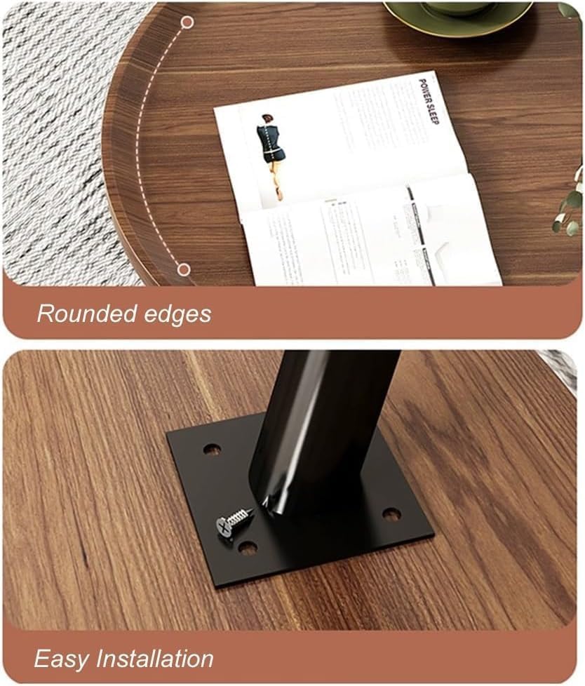 SKY-TOUCH Wooden Coffee Table Set – Modern Style Side Tables; Features Spacious Tabletops And Non-slip Tray Designs, With Steel Frames And Wooden Structures 50 x 50 x 47.5 cm & 80 x 55 x 38 cm - 7