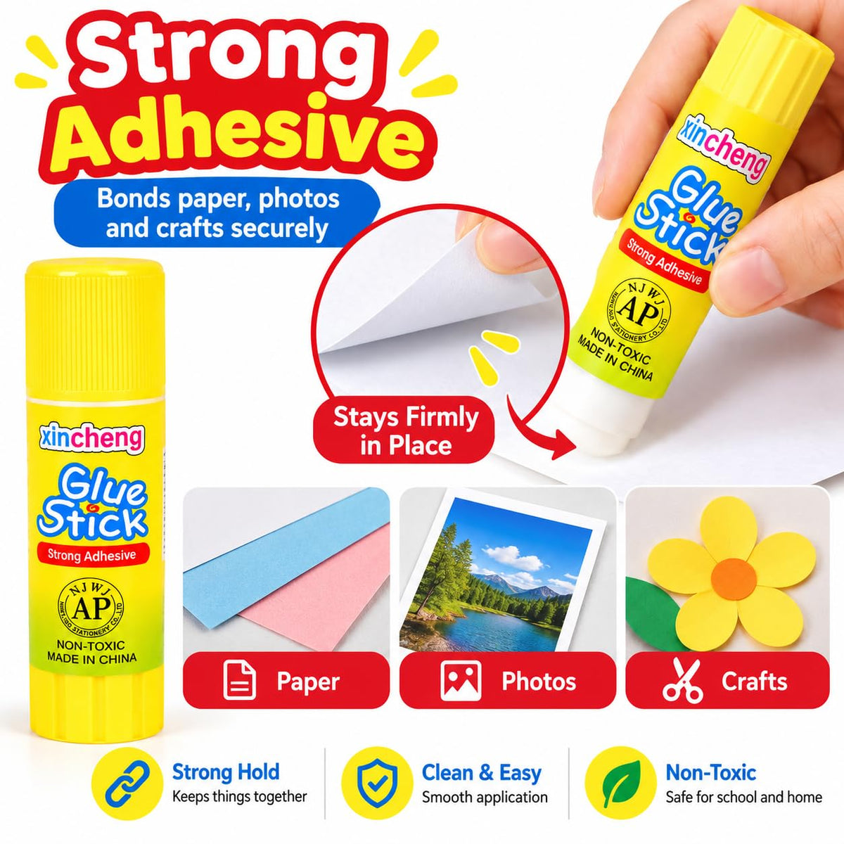 SKY-TOUCH 4-Pack White Solid Glue Sticks – Strong-Bonding, 23g – Versatile for Classroom Crafts, Various Art Projects, Scrapbooking, and DIY Activities - 2