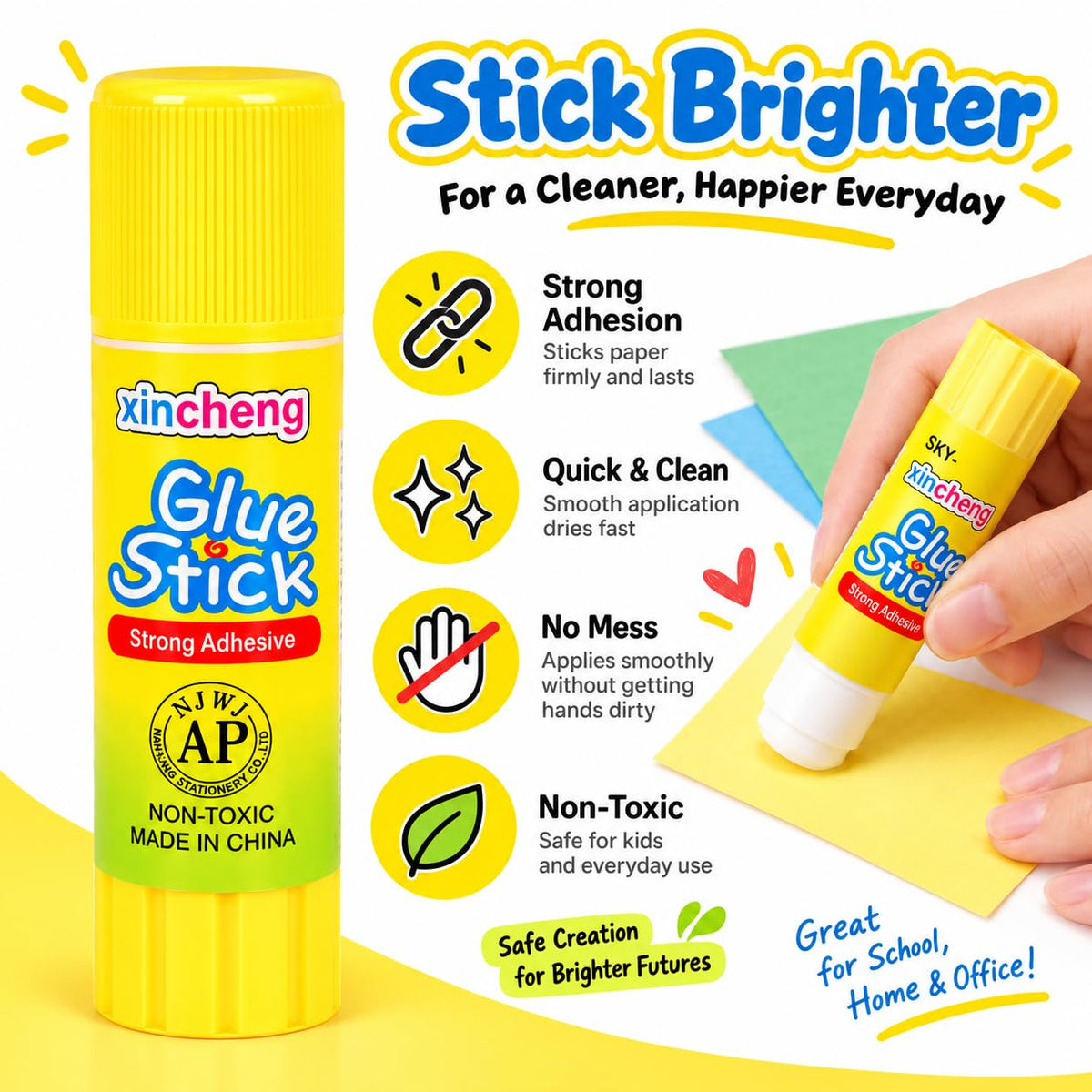 SKY-TOUCH 4-Pack White Solid Glue Sticks – Strong-Bonding, 23g – Versatile for Classroom Crafts, Various Art Projects, Scrapbooking, and DIY Activities - 4