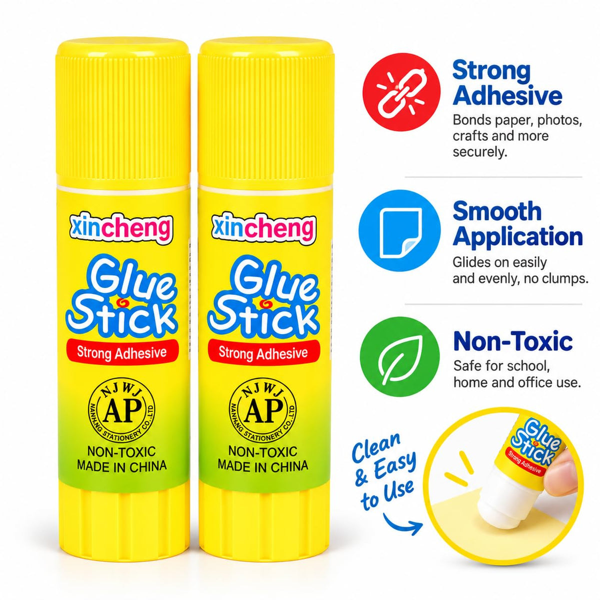 SKY-TOUCH 4-Pack White Solid Glue Sticks – Strong-Bonding, 23g – Versatile for Classroom Crafts, Various Art Projects, Scrapbooking, and DIY Activities - 6