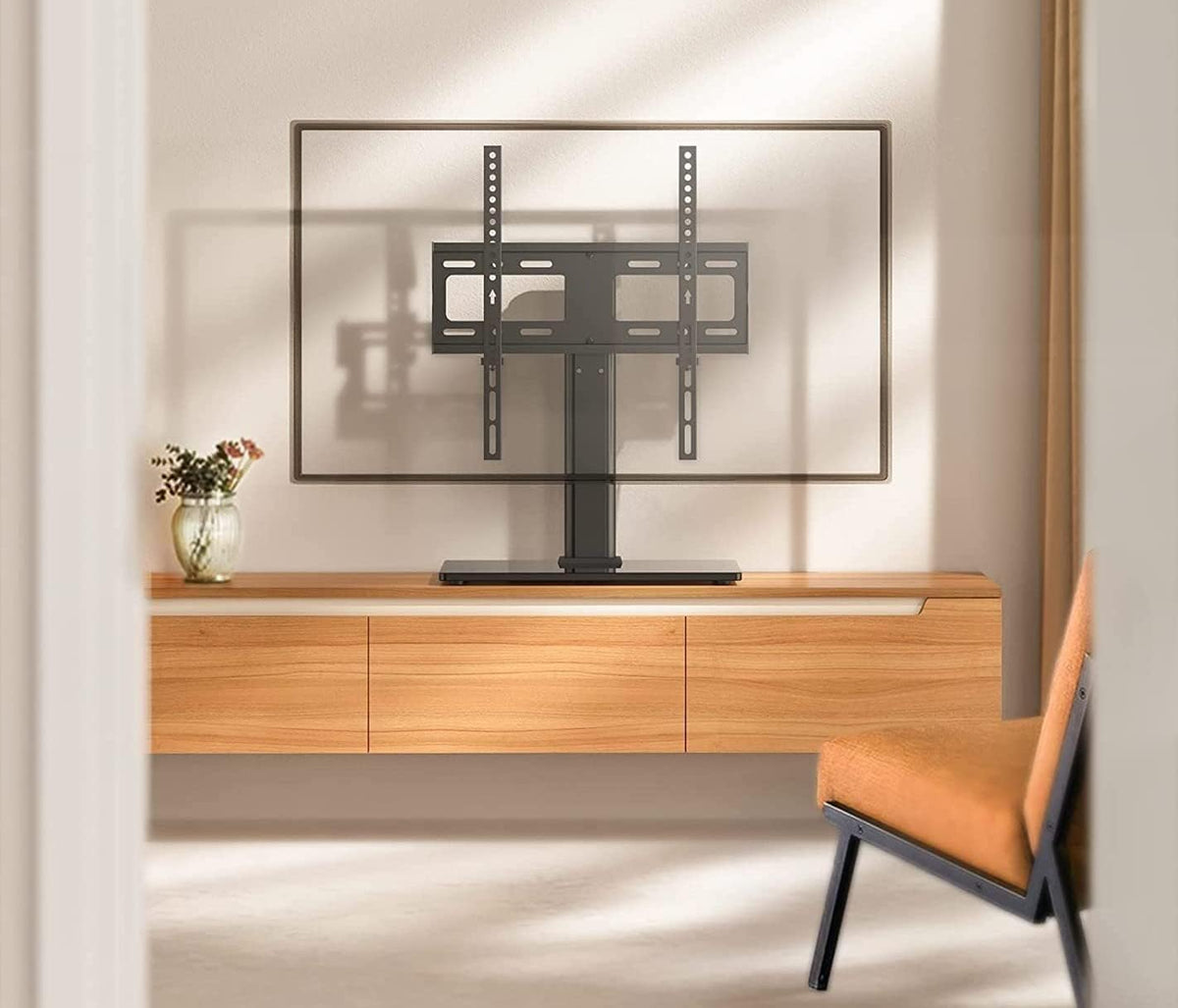 SKY-TOUCH Universal TV Stand for 37-55 Inch TVs, Height Adjustable Table Top Base With Heavy Duty Tempered Glass, Holds up to 88 lbs, VESA 600x400mm - 3