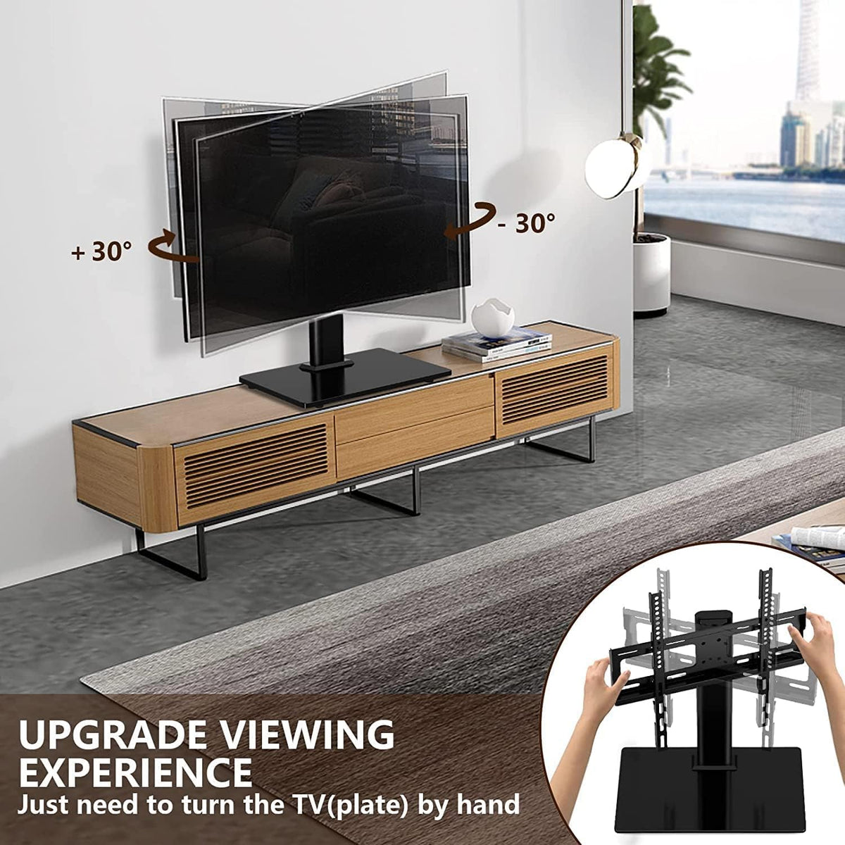 SKY-TOUCH Universal TV Stand for 37-55 Inch TVs, Height Adjustable Table Top Base With Heavy Duty Tempered Glass, Holds up to 88 lbs, VESA 600x400mm - 6