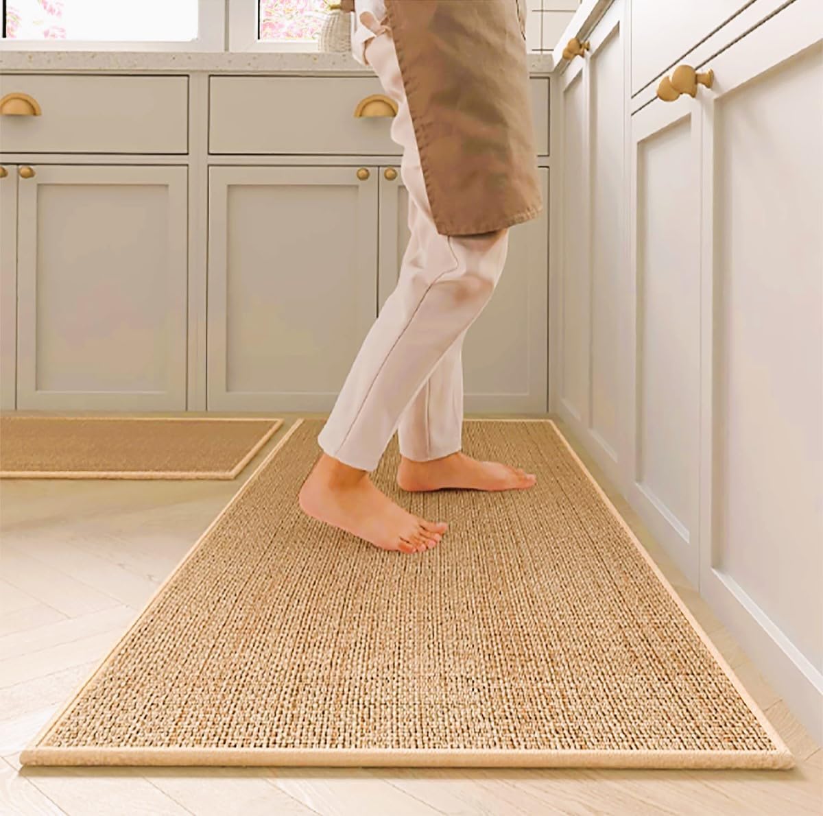 SKY-TOUCH Non Slip Kitchen Rugs & Mats, 2 PACK Washable Non-Skid Natural Rubber Kitchen Mats for Kitchen Floor Front of Sink, Oil & Water Resistant, Easy to Clean - SIZE 120x43cm & 76x43cm