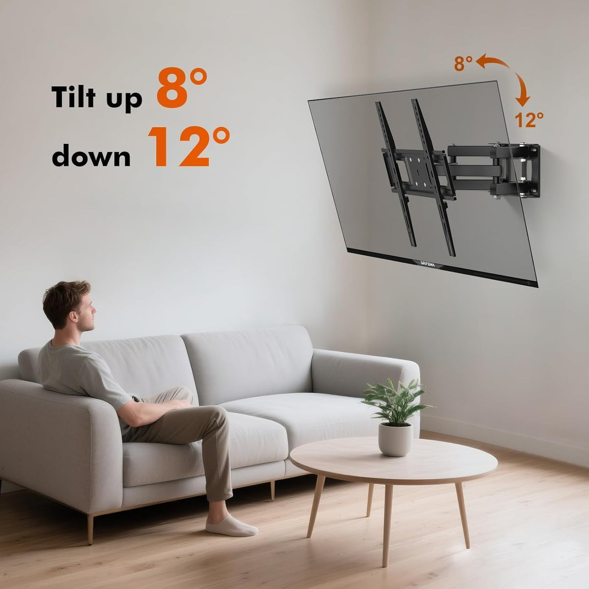 SKY-TOUH TV Wall Mount Stand for 26-55'' Flat Screen/LED/4K TVs, Full Motion TV Mount with Swivel and Tilt Articulating Dual Arms, Max VESA 400x400mm, Holds up 50KG - 2